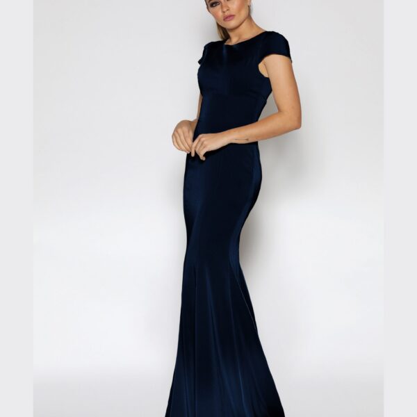 Jadore JX1008, Low back with cap sleeve, fit & flare, Navy