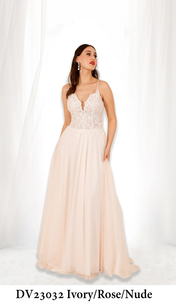 Drew Valentine - DV23032 Ivory/Blush stunning, lace wedding gown