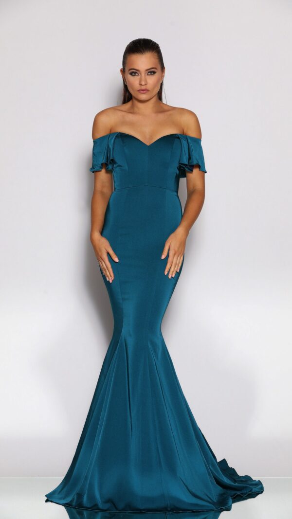 Jadore JX2040, Off the shoulder fit & flare, Teal