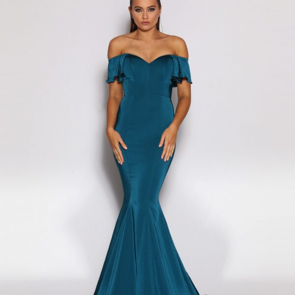 Jadore JX2040, Off the shoulder fit & flare, Teal