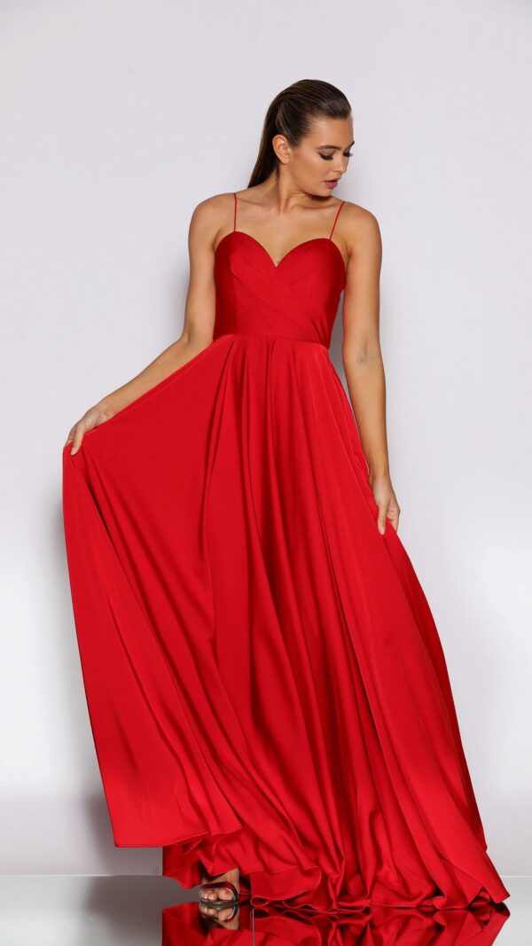 Jadore JX2103, stretch fabric, circle skirt, Red size 6